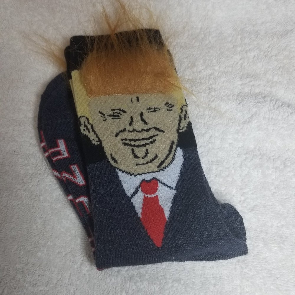 Donald Trump Funny Navy Blue Socks 3D Hair - Picture 3 of 5
